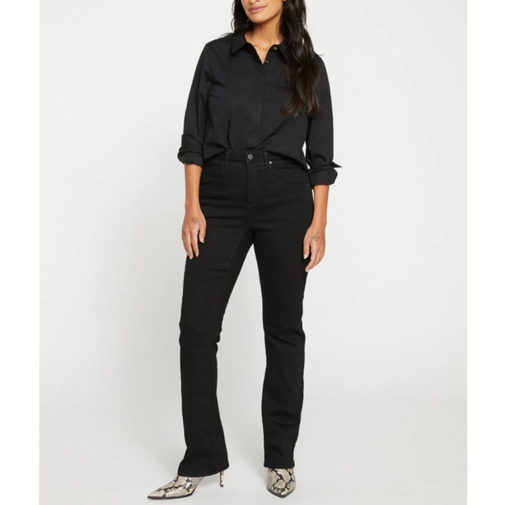 UNIVERSAL STANDARD ANTHR Waist 24" Black High Rise Boot Cut Marne Jeans Size 0